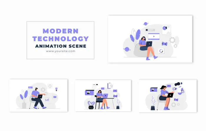 Vector Animated Scene for the Role of Technology in Daily Life